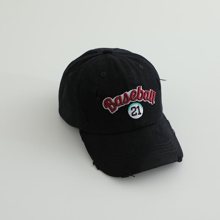 Men's Distressed Cotton Baseball Cap Bowlift