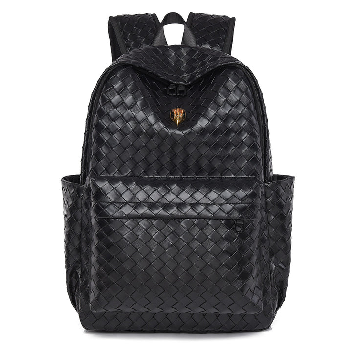Woven Leather Casual Backpack Bowlift