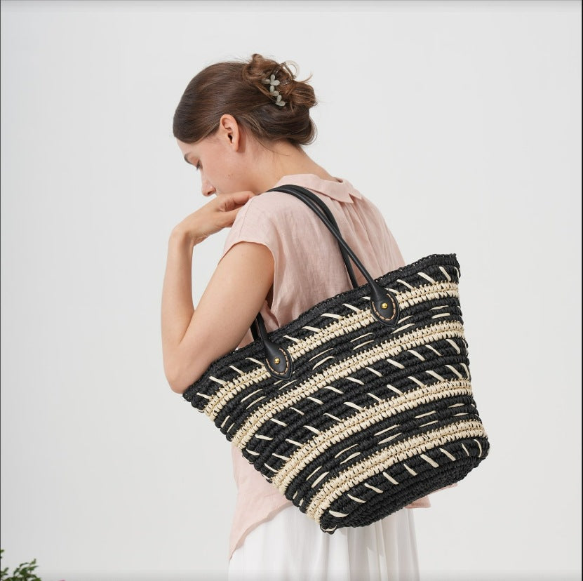 Polka Dot Rattan Handbag Bowlift