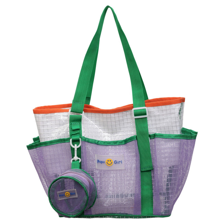 Mesh Beach Tote Bag with Detachable Pouch