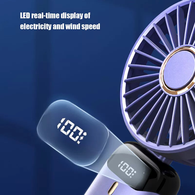 Unisex One Size Foldable Rechargeable Hand Fan with LED Battery Status Indicator and Removable Charging Station Bowlift