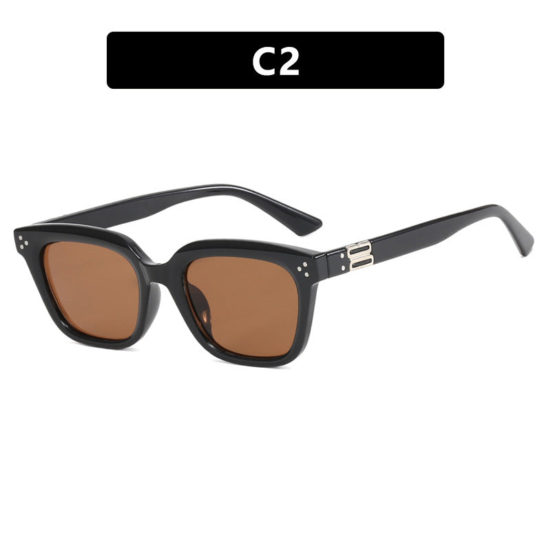 Women's fashionable square sunglasses with stylish frame and brown lenses Bowlift