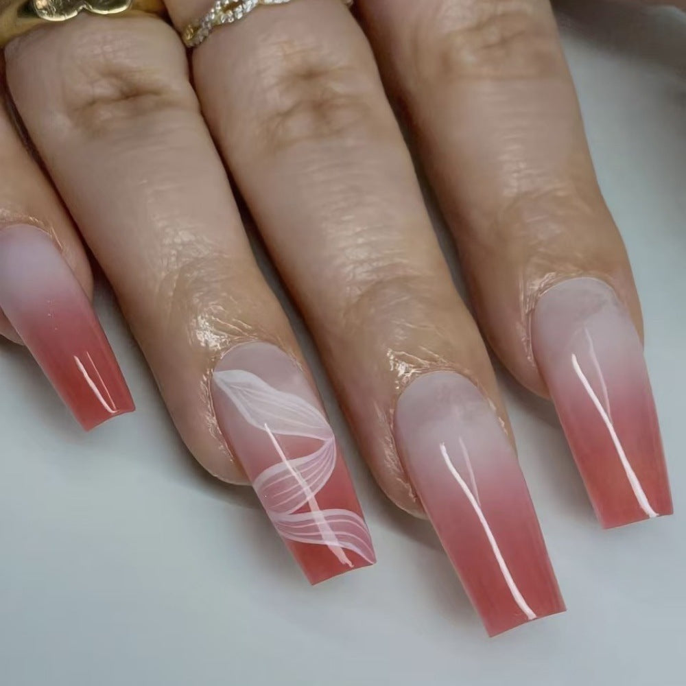 Art nails with elegant ombre and floral pattern Bowlift