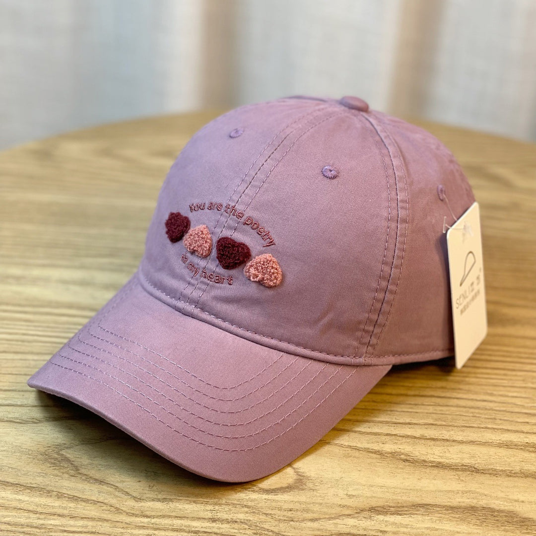 Women's Embroidered Heart Motif Baseball Cap Bowlift