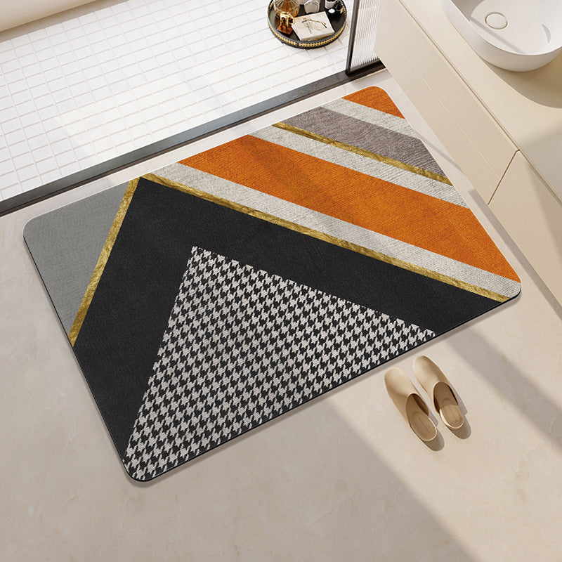 Geometric Patterned Bath Rug Bowlift