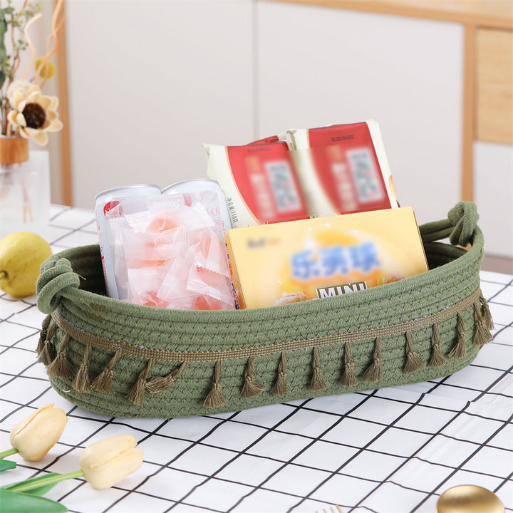 Women Decorative Storage Basket with Fringe Decoration Bowlift