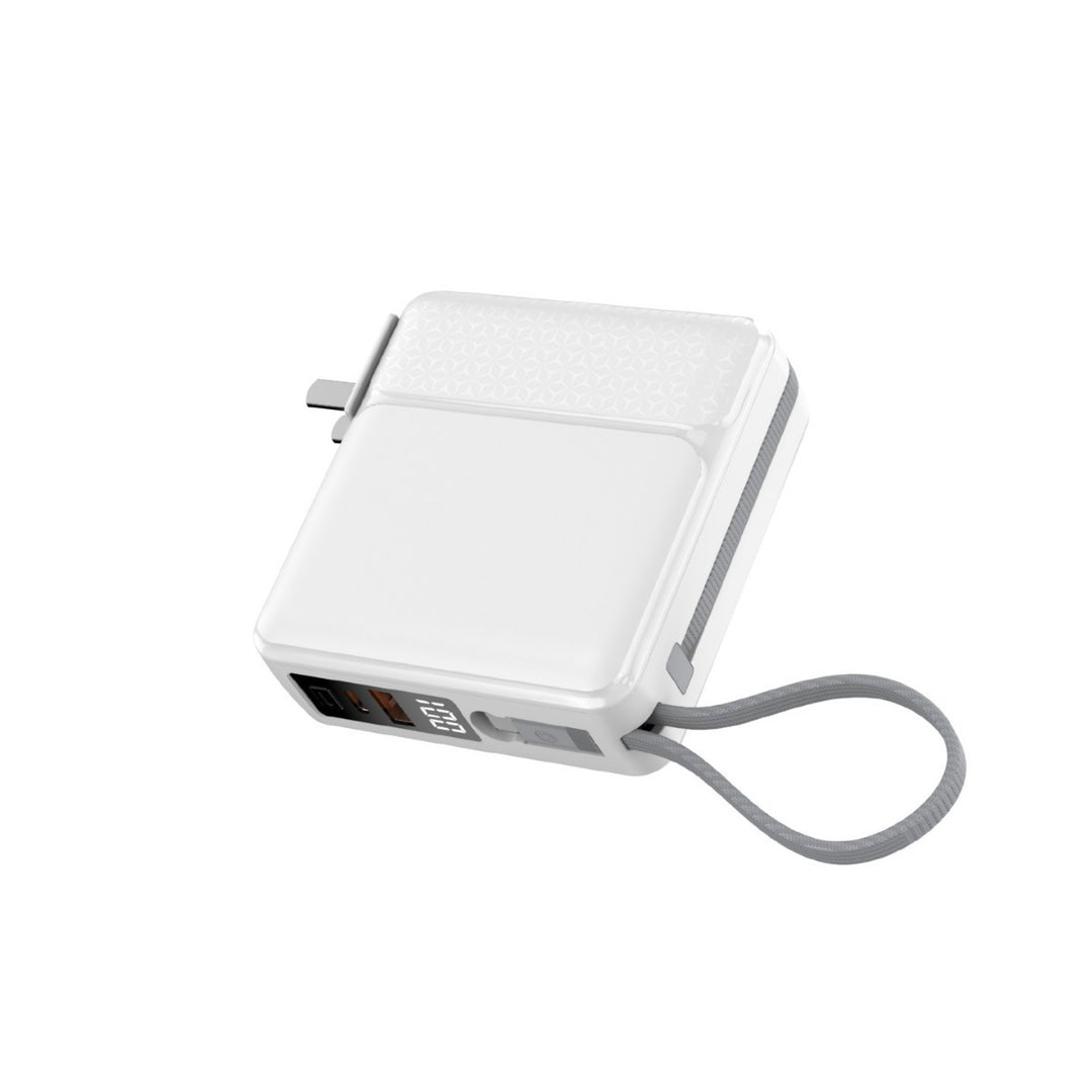 Compact quick-charge power bank with LCD display and integrated safety technology Bowlift