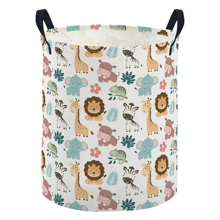 Collapsible Round Fabric Laundry Hamper With Butterfly Print Reinforced Carry Handles Waterproof Liner