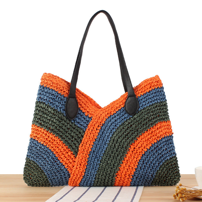 Fashionable Braided Tote Bag with Unique Wave Pattern Bowlift