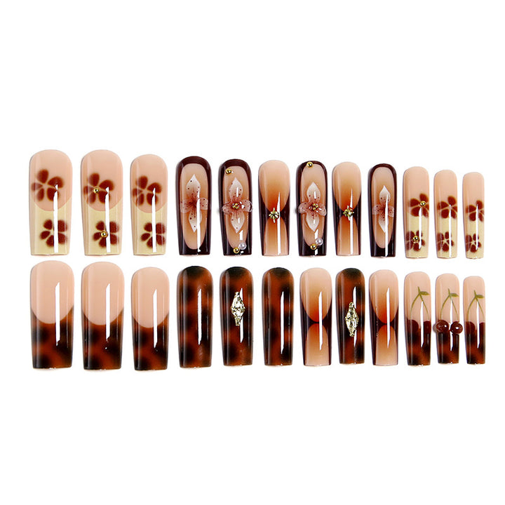 Artificial nails with creative 3D flower design and glitter accents Bowlift