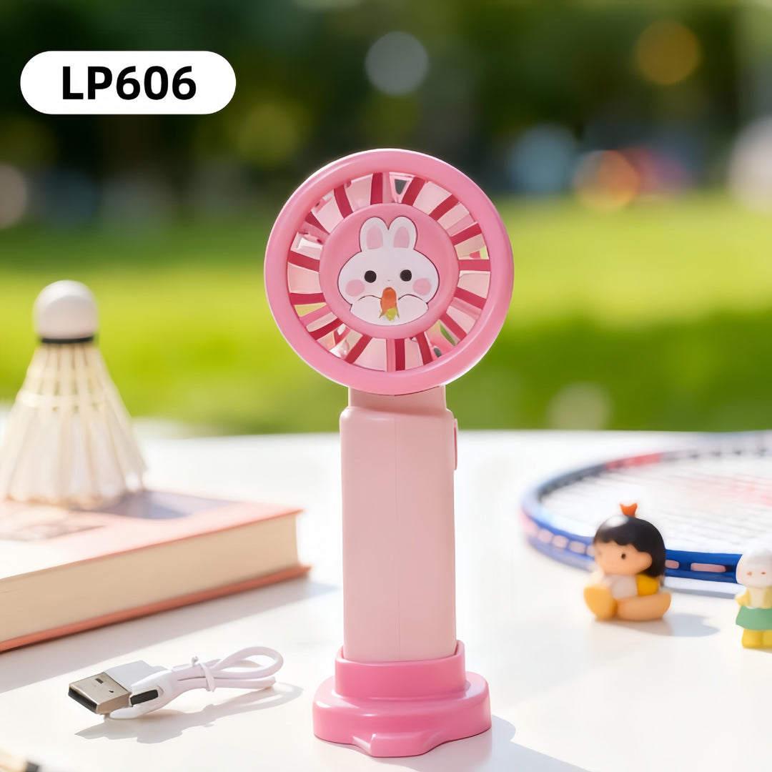 Women's Portable Mini Fan with Cute Animal Design and USB Charging Function Bowlift