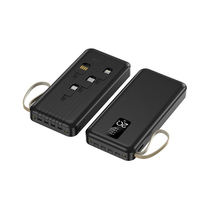 Portable power bank with integrated charging cables and intelligent energy management Bowlift