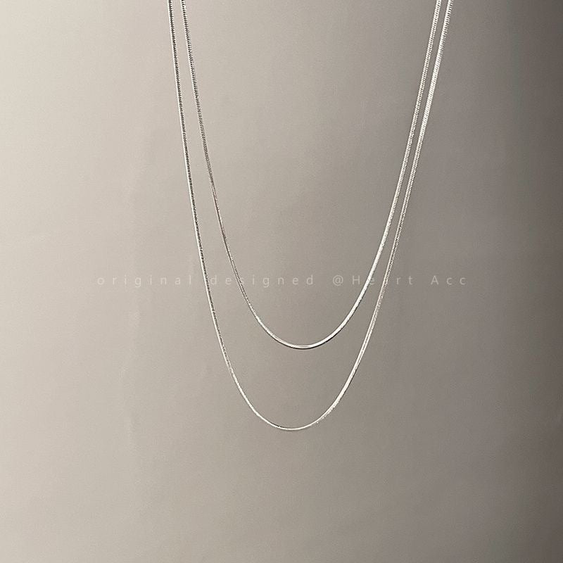Layered Sleek Silver Chain Necklace Bowlift