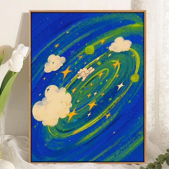 Whimsical Cosmic Landscape Canvas Art Bowlift