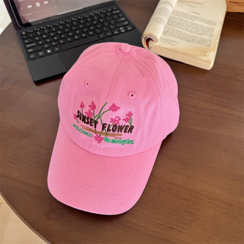 Women's Embroidered Floral Design Cap Bowlift
