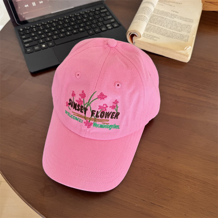 Women's Embroidered Floral Design Cap Bowlift