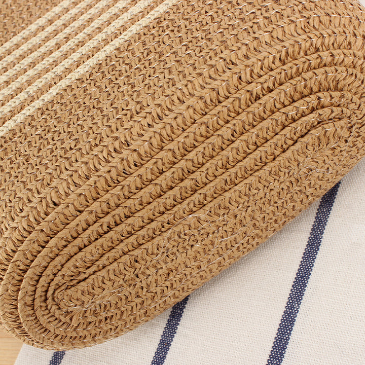 Shoulder bag made of woven natural material with contrasting stripes Bowlift