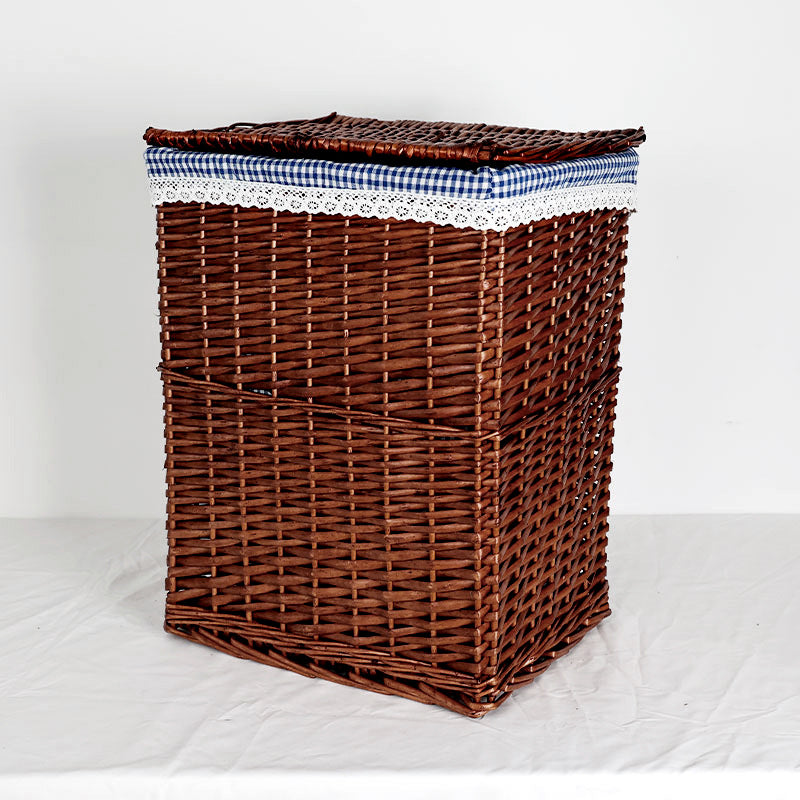 Women's laundry basket with decorative fabric cover and practical lid Bowlift