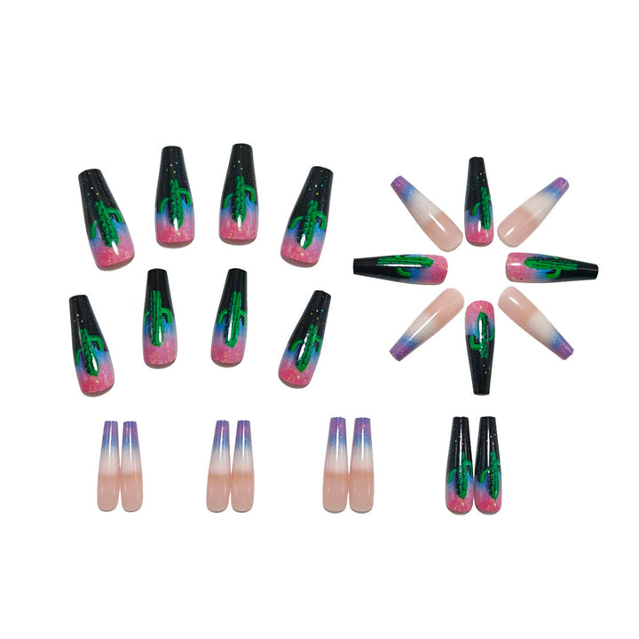 Artificial nails with 3D cactus design Bowlift