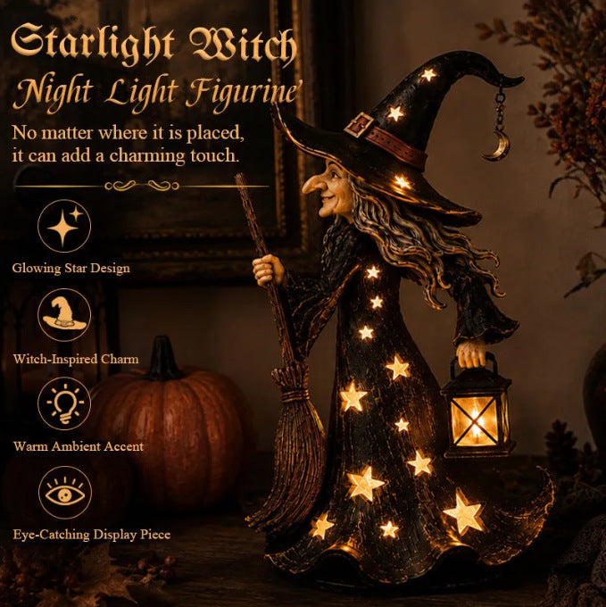 Decorative witch figure with broom Bowlift