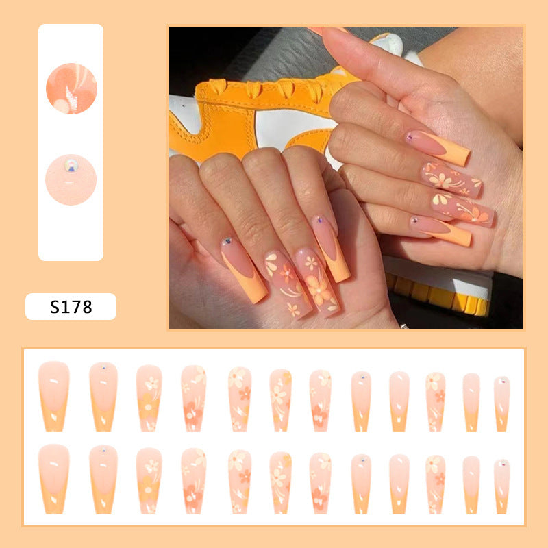 Artificial nail set with floral acrylic decorations Bowlift