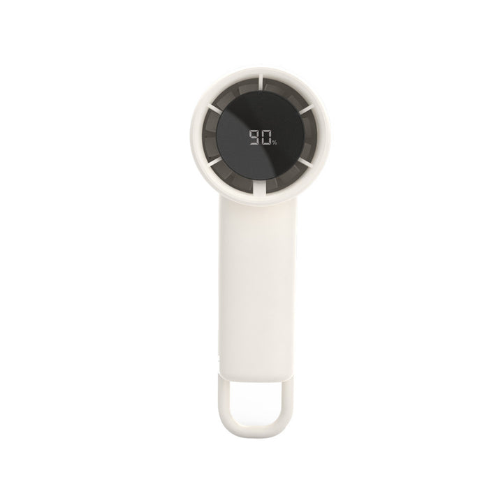Unisex compact portable hand fan with digital battery display and hanging loop Bowlift