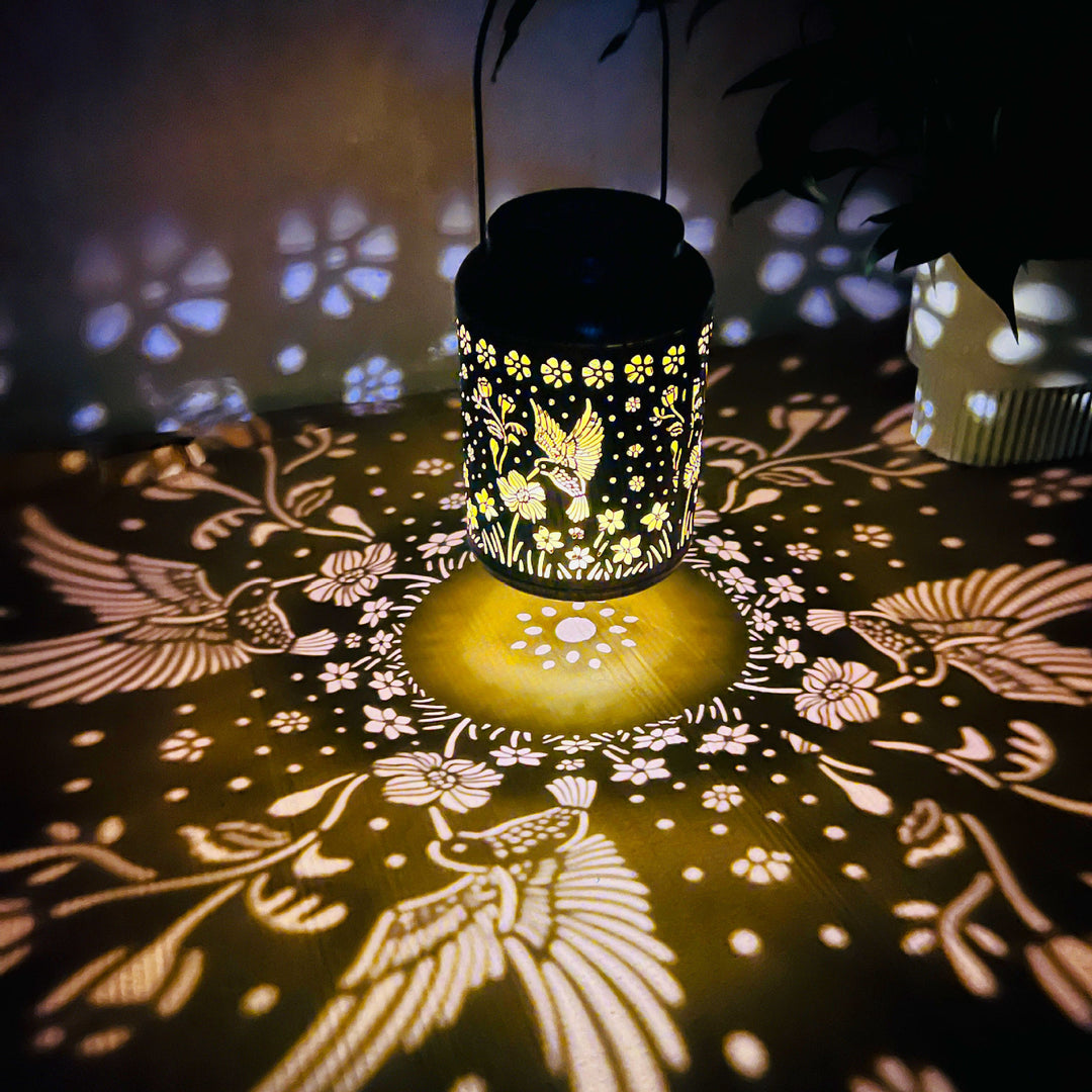 Intricate Metal Shadow Projection Table Lamp With Rechargeable LED Bowlift