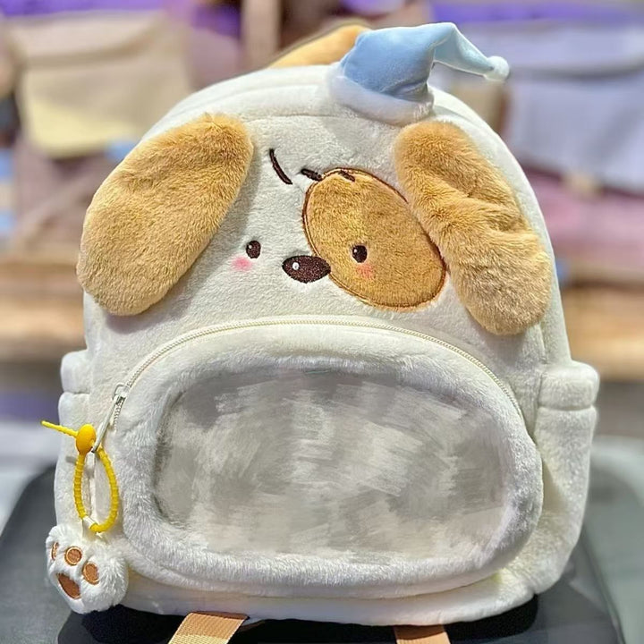 Plush backpack with cute dog design Bowlift