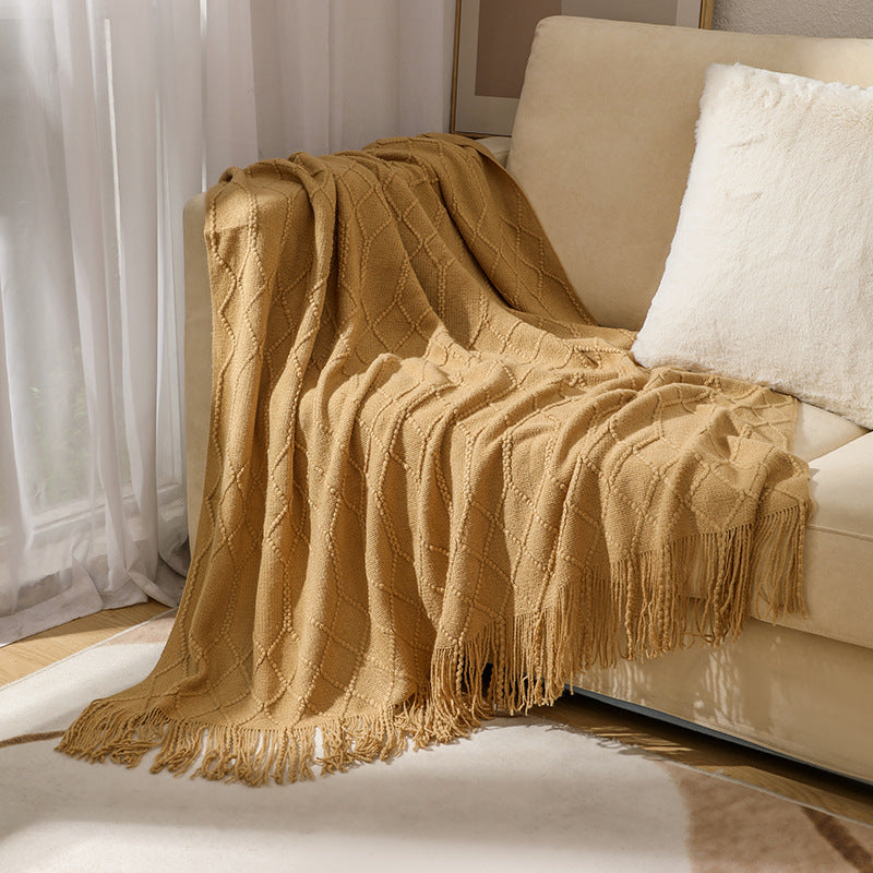 Luxurious Woven Textured Throw Blanket Bowlift