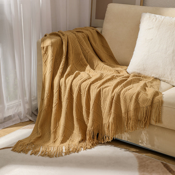 Luxurious Woven Textured Throw Blanket Bowlift