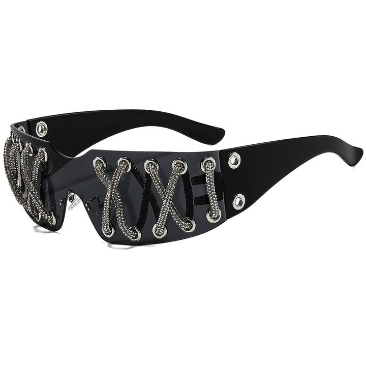 Women futuristic design sunglasses with unique decor Bowlift
