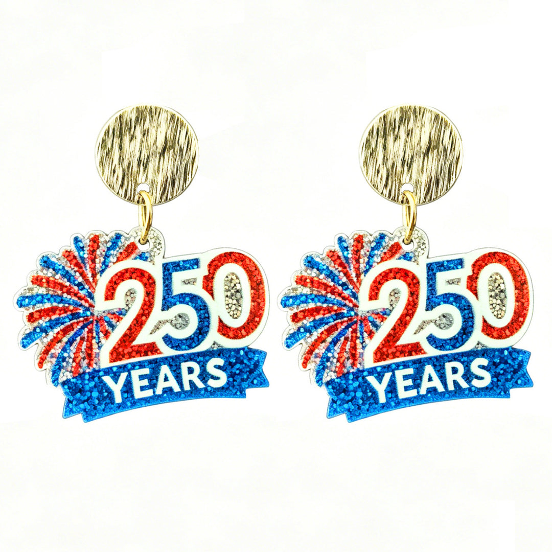 Ladies nan glittering bow earrings with stud closure and star stripe motif Bowlift