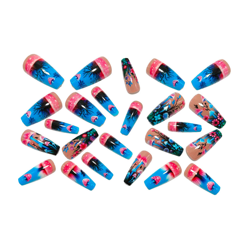 Creative flower and mushroom design artificial nails Bowlift