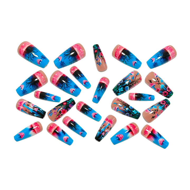 Creative flower and mushroom design artificial nails Bowlift