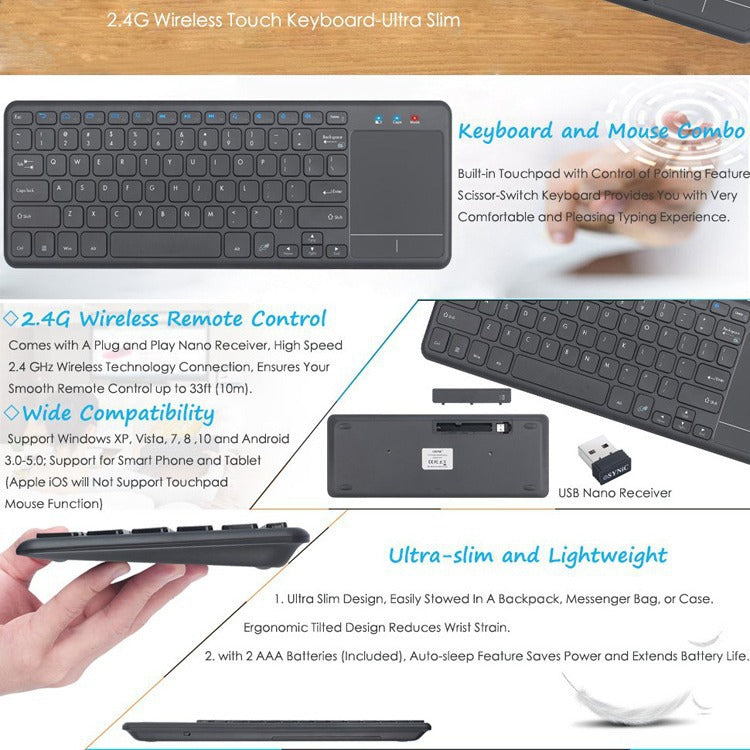 Wireless Touchpad Keyboard Bowlift