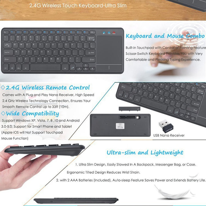 Wireless Touchpad Keyboard Bowlift