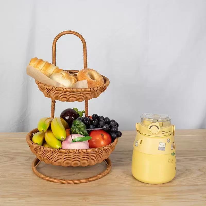 Two-Tiered Woven Serving Basket Bowlift