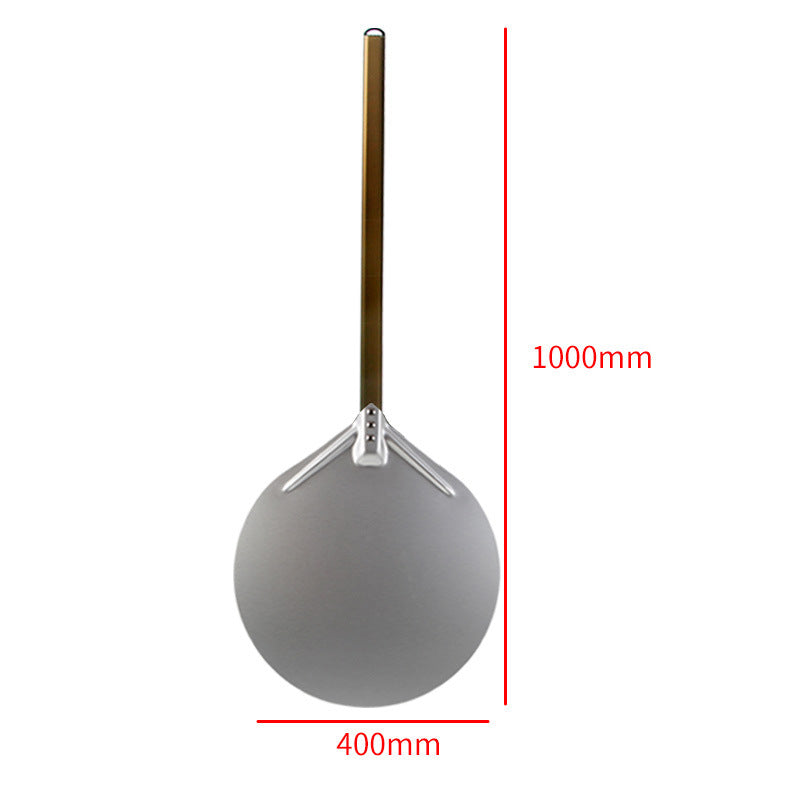 long wooden handled round aluminum pizza peel with reinforced neck Bowlift
