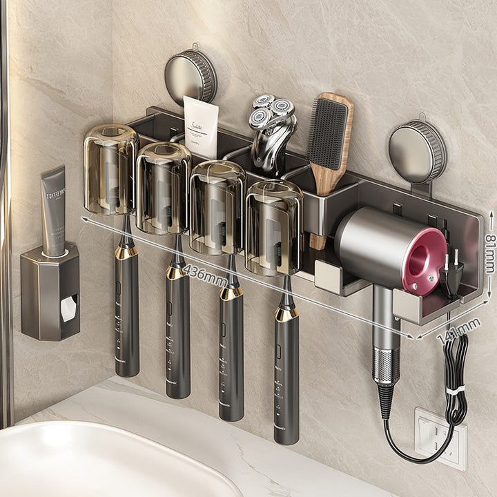 Wall-Mounted Hair Tool Organizer with Storage Compartment Bowlift