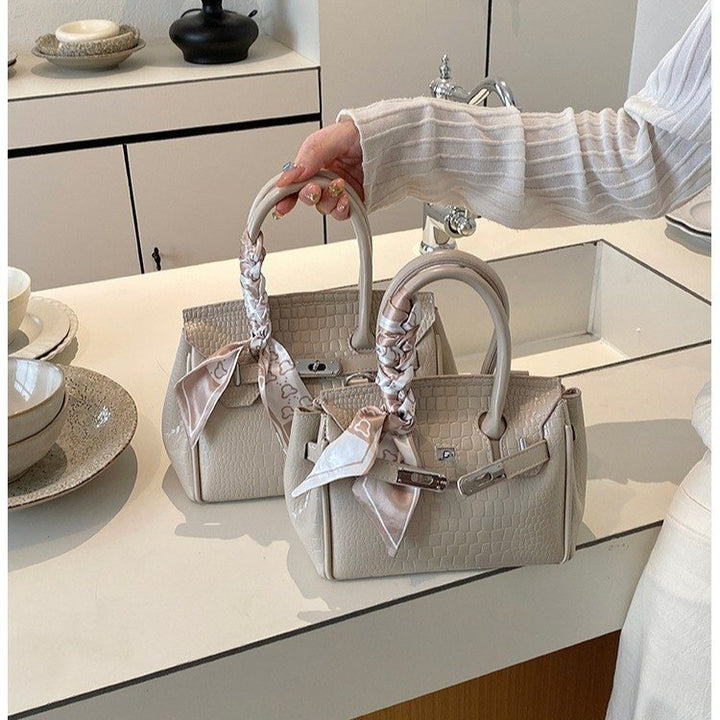 Elegant Crocodile Embossed Handbag Bowlift