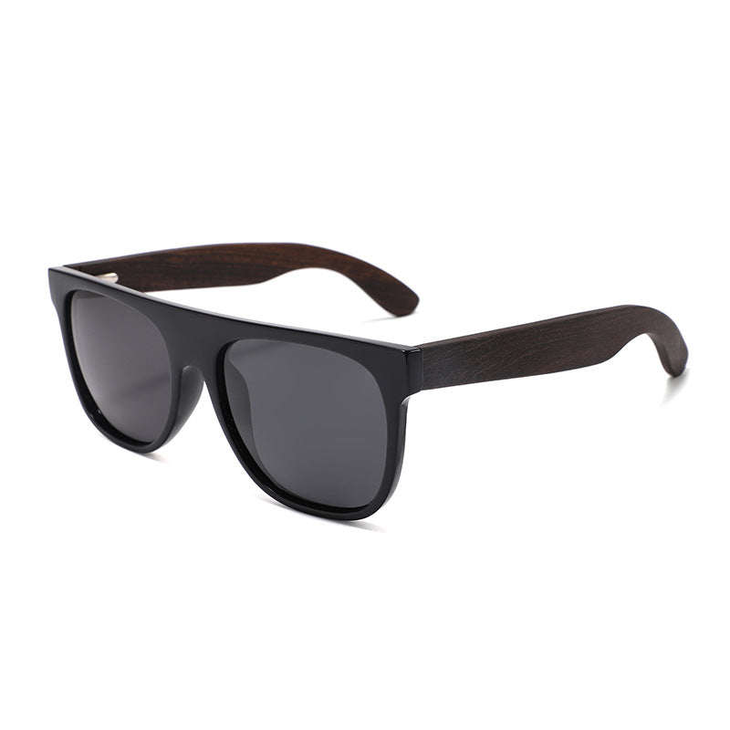 Rimless oversized cat eye polarized sunglasses with wood-effect temples Bowlift