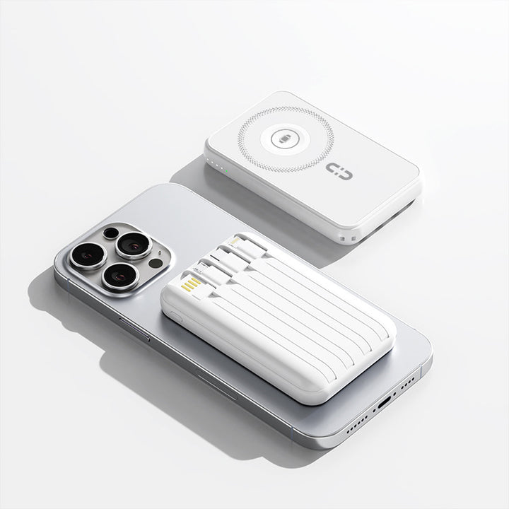 Compact power bank with integrated charging cable and fast charging function Bowlift