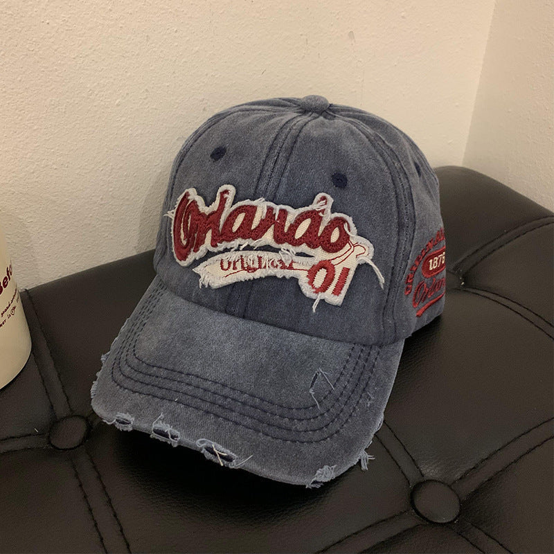 Men's Distressed Cotton Baseball Cap Bowlift