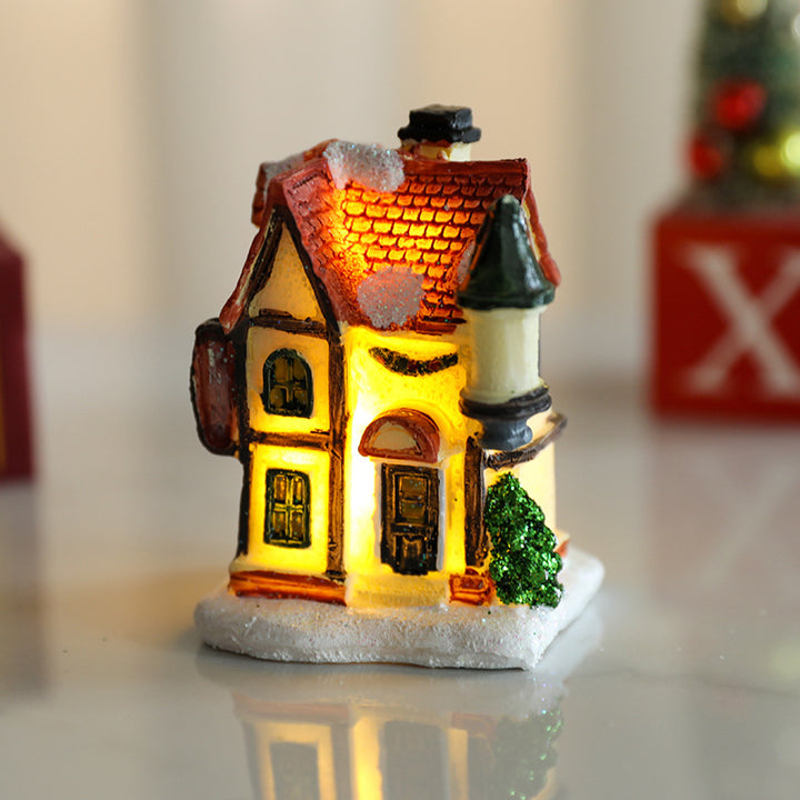 Decorative LED Village House Figurine Bowlift