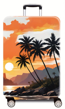 Women's Hard Shell Suitcase with Tropical Sunset Design Bowlift