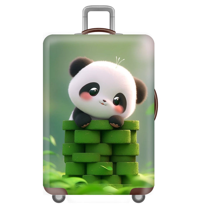 Unisex non-elastic suitcase cover for hard shell trolley with cute panda design, stretch protective cover with handle and wheel openings Bowlift