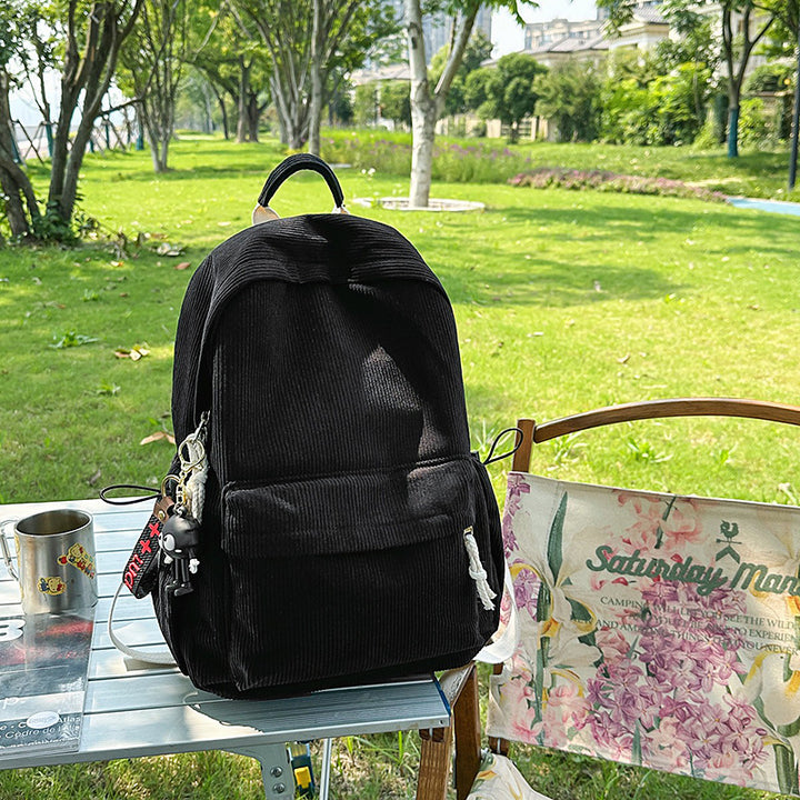 Corduroy Textured Casual Backpack Bowlift