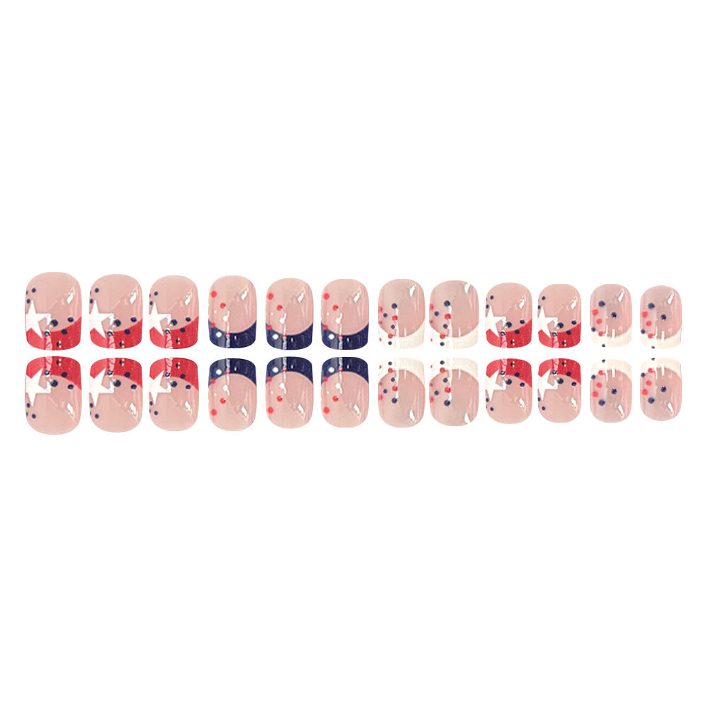 Decorative Press-On Nail Art Set with Star and Stripe Designs Bowlift