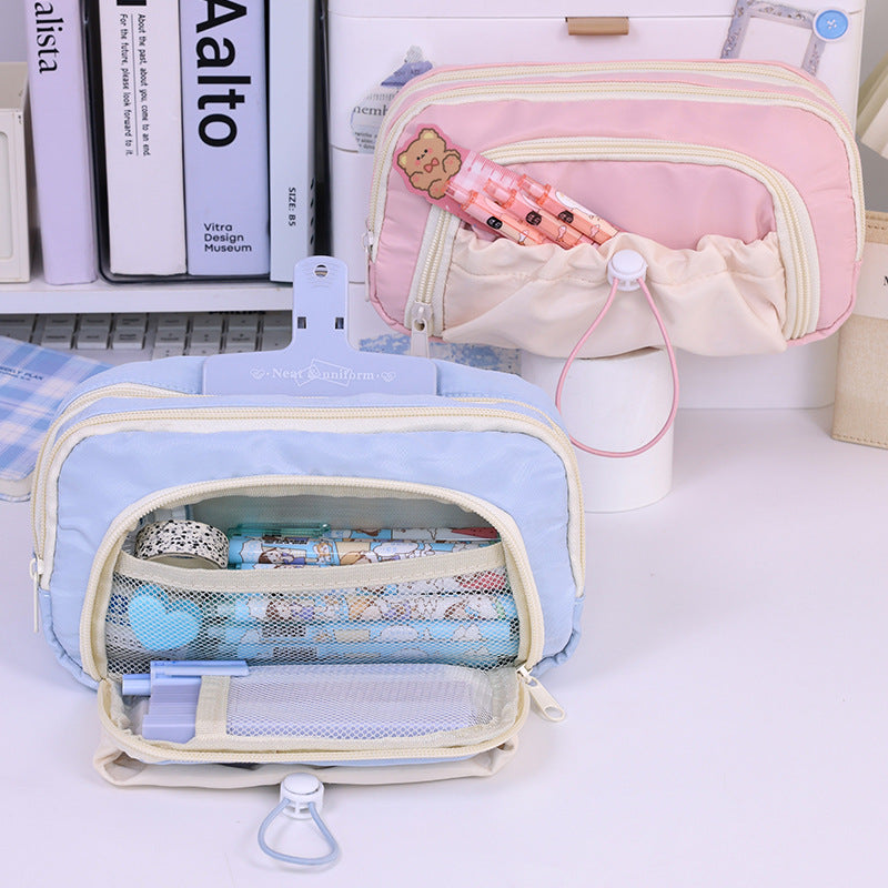 Multifunctional Cosmetic Pouch With Multiple Compartments And Practical Zipper Bowlift