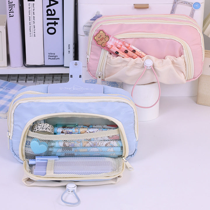 Multifunctional Cosmetic Pouch With Multiple Compartments And Practical Zipper Bowlift